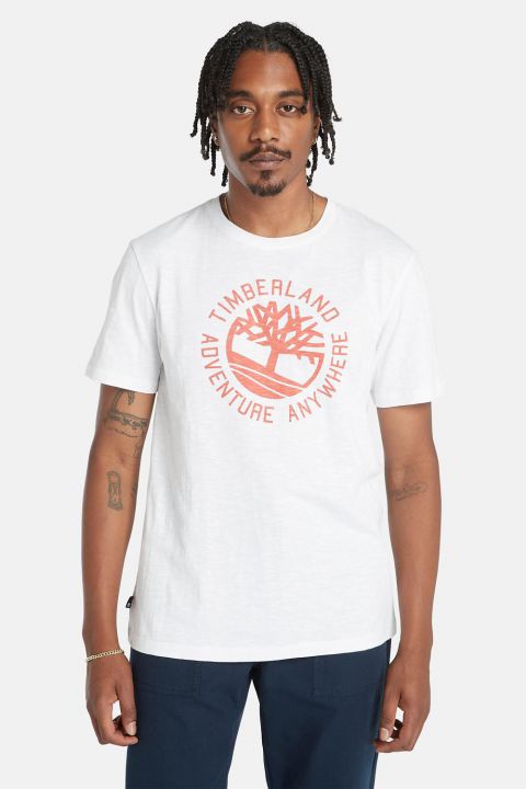 טי שירט עם שרוולים קצרים והדפס לוגו Timberland לגברים