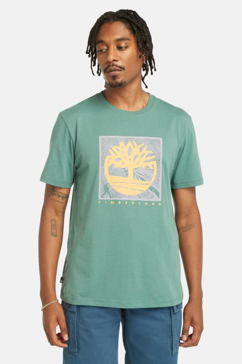 טי שירט עם שרוולים קצרים והדפס Timberland מרובע לגברים
