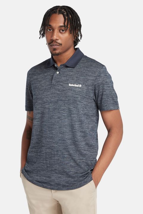 חולצת פולו עם צווארון ולוגו רקום כיתוב לגברים