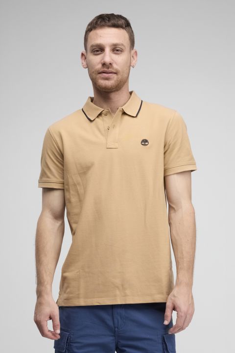 חולצת פולו לגברים עם שרוולים קצרים ולוגו רקום