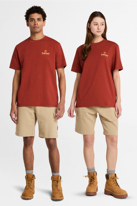 טי שירט יוניסקס עם שרוולים קצרים והדפס דו צדדי Timberland