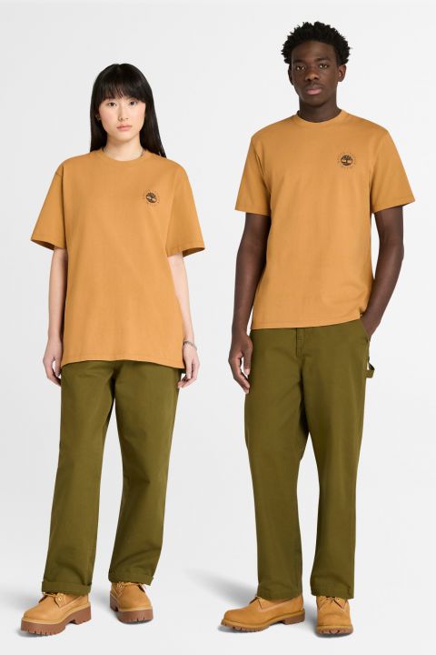 טי שירט יוניסקס עם שרוולים קצרים והדפס דו צדדי Timberland