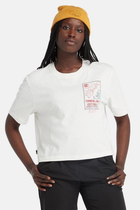 טי שירט קרופ עם הדפס לנשים