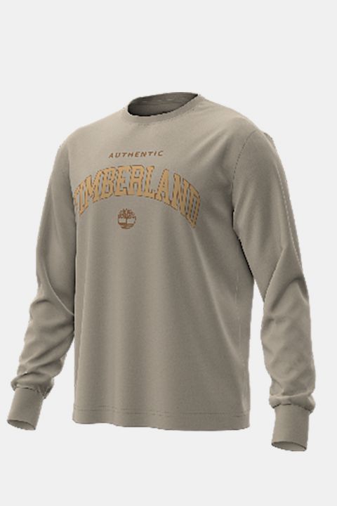 טי שירט שרוול ארוך Timberland עם הדפס בחזה לגברים