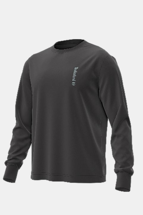 טי שירט שרוול ארוך Timberland עם הדפס אנכי קטן לגברים