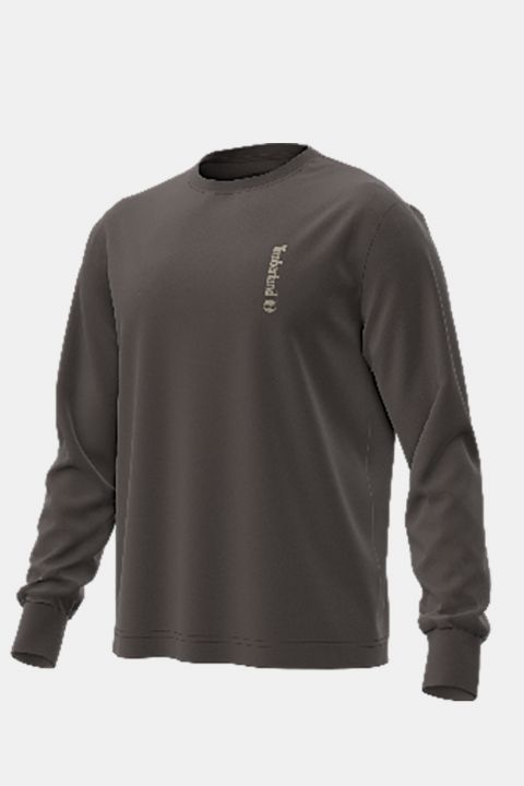 טי שירט שרוול ארוך Timberland עם הדפס אנכי קטן לגברים