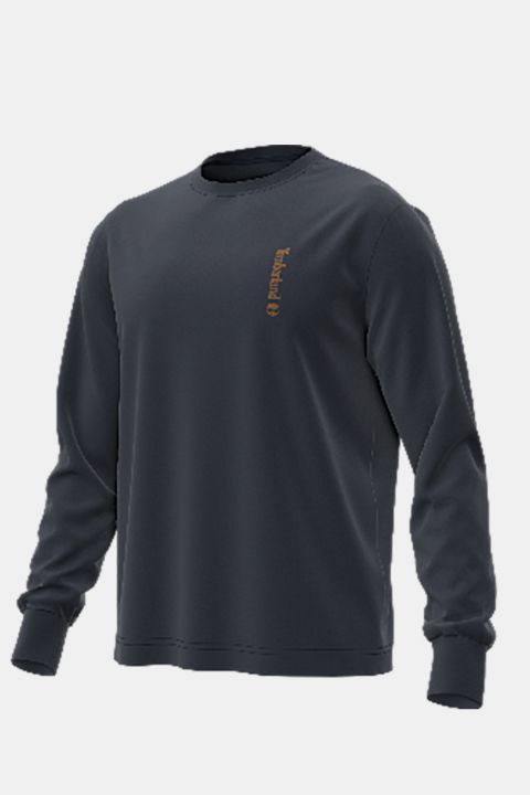 טי שירט שרוול ארוך Timberland עם הדפס אנכי קטן לגברים