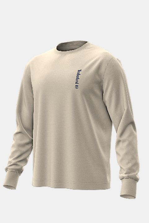 טי שירט שרוול ארוך Timberland עם הדפס אנכי קטן לגברים