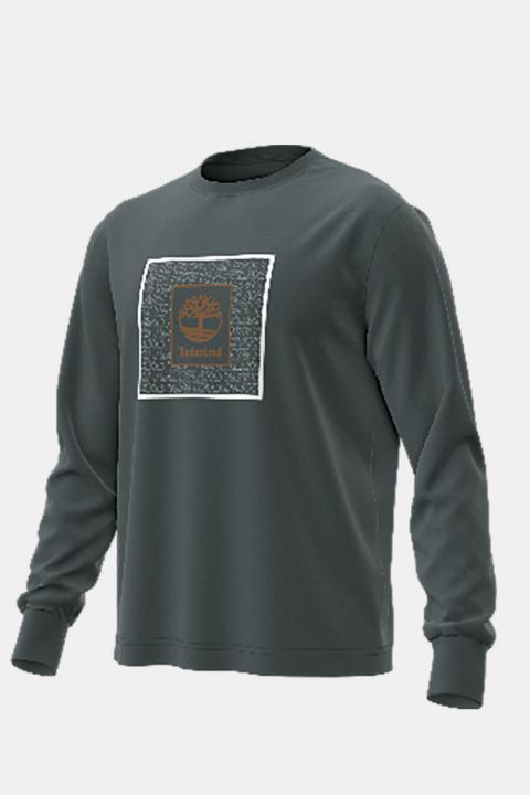 טי שירט שרוול ארוך Timberland עם הדפס לוגו ריבועי לגברים