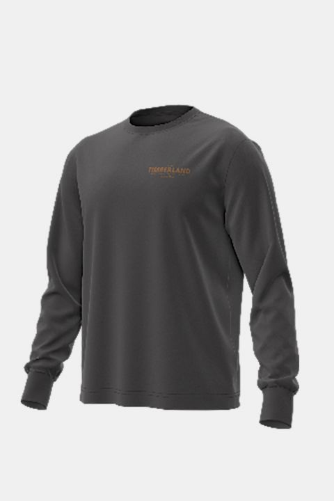טי שירט שרוול ארוך Timberland עם הדפס טקסט בגב
