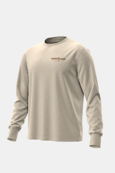 טי שירט שרוול ארוך Timberland עם הדפס טקסט בגב