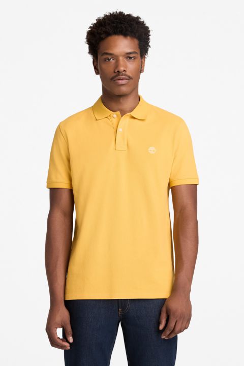 חולצת פולו לגברים עם שרוולים קצרים ולוגו רקום