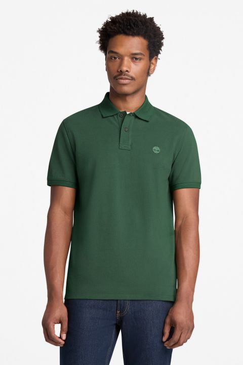 חולצת פולו לגברים עם שרוולים קצרים ולוגו רקום