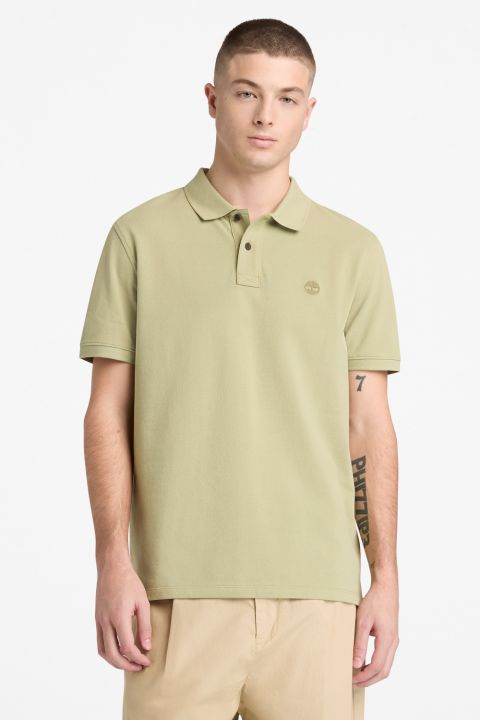 חולצת פולו לגברים עם שרוולים קצרים ולוגו רקום