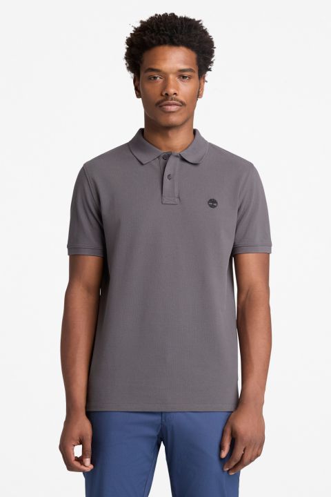 חולצת פולו לגברים עם שרוולים קצרים ולוגו רקום