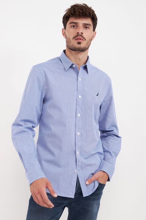 חולצה מכופתרת בעיצוב פסים איכותית עם לוגו Nautica לגברים