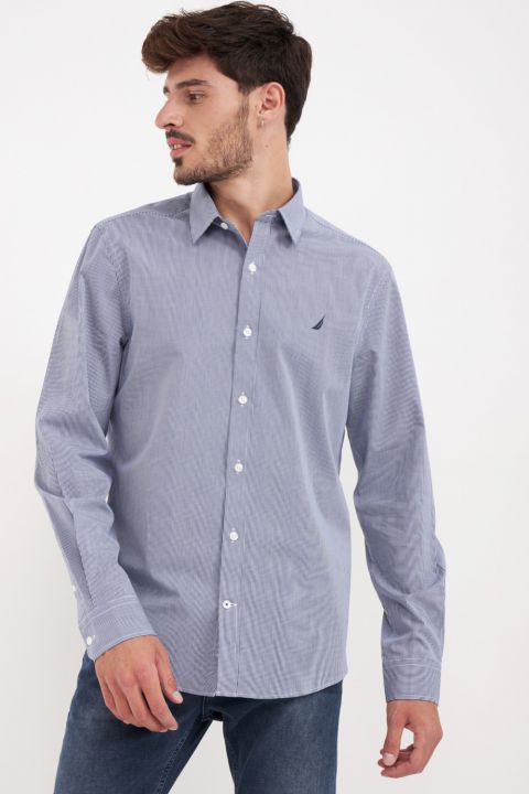 חולצה מכופתרת בעיצוב פסים איכותית עם לוגו Nautica לגברים