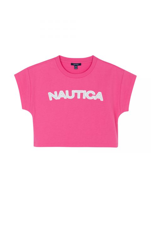 טי שירט בגזרת קרופ Nautica לילדות