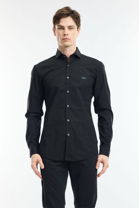 חולצה מכופתרת עם שרוולים ארוכים ולוגו רקום Greg Norman לגברים