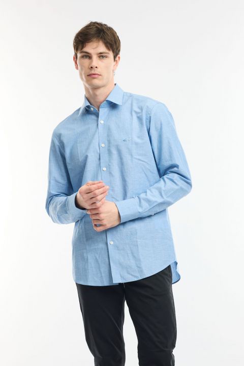 חולצה מכופתרת עם שרוולים ארוכים ולוגו רקום Greg Norman לגברים