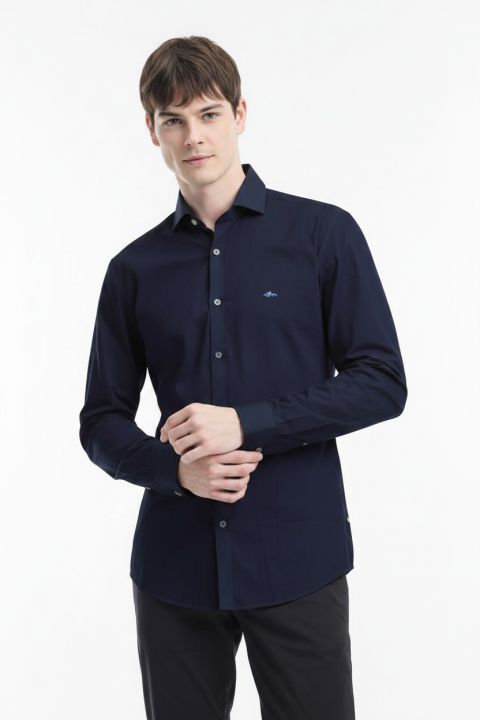 חולצה מכופתרת עם שרוולים ארוכים ולוגו רקום Greg Norman לגברים