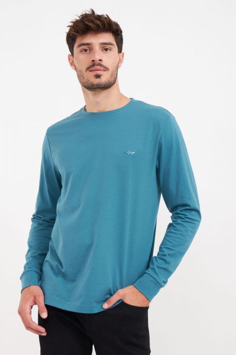 חולצה עם שרוולים ארוכים ולוגו רקום Greg Norman לגברים