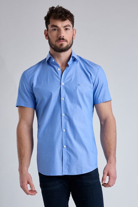 חולצה מכופתרת עם שרוולים קצרים ולוגו רקום Greg Norman לגברים