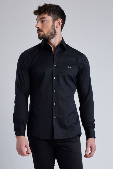 חולצה מכופתרת עם שרוולים ארוכים ולוגו רקום Greg Norman לגברים