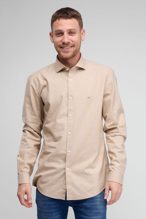 חולצה מכופתרת עם שרוולים ארוכים ולוגו רקום Greg Norman לגברים