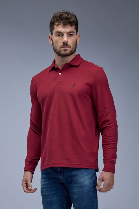 חולצת פולו ארוכה עם לוגו Nautica רקום לגברים