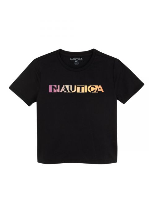 טי שירט Nautica לילדים עם שרוולים קצרים והדפס
