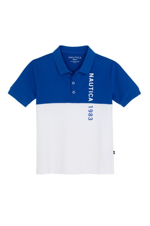 חולצת פולו קולור-בלוק עם כפתורים בצווארון לילדים (2-12)