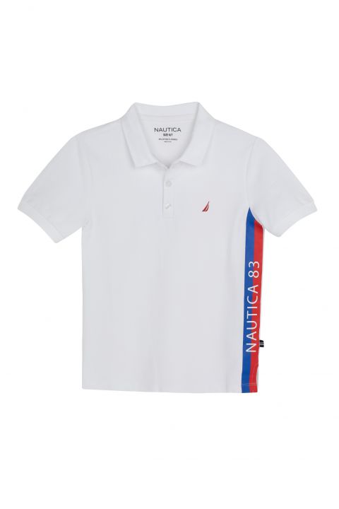 חולצת פולו עם סטריפ צידי ולוגו לילדים (2-12)