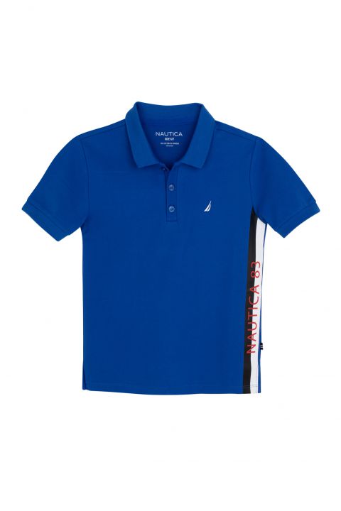 חולצת פולו עם סטריפ צידי ולוגו לילדים (2-12)