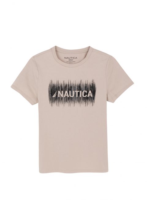 טי שירט לוגו נאוטיקה רקע פסים לילדים (2-12)