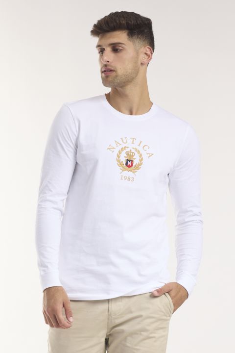 טי שירט שרוולים ארוכים עם לוגו נאוטיקה כתר