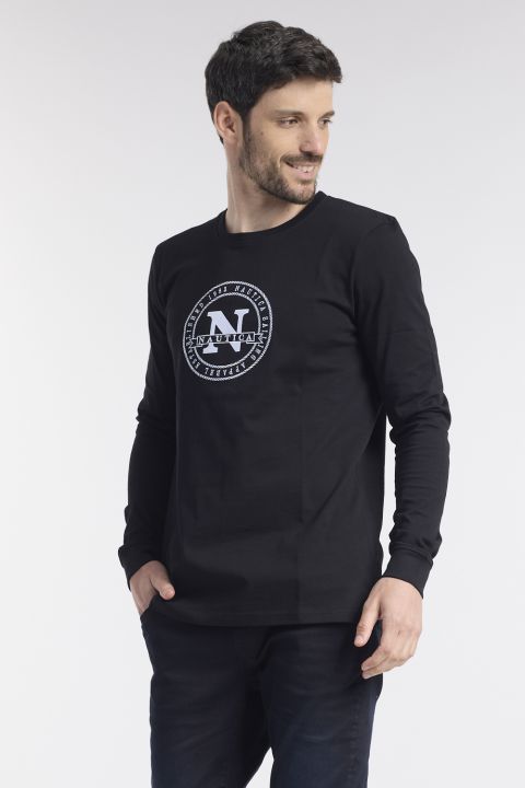 טי שירט שרוולים ארוכים וסמל N רקמה