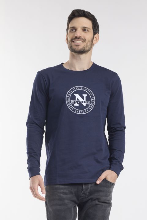 טי שירט שרוולים ארוכים וסמל N רקמה