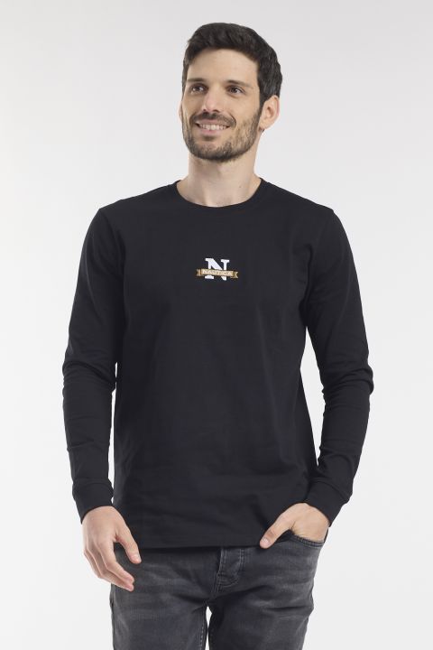 טי שירט שרוולים ארוכים ולוגו מיקרו N