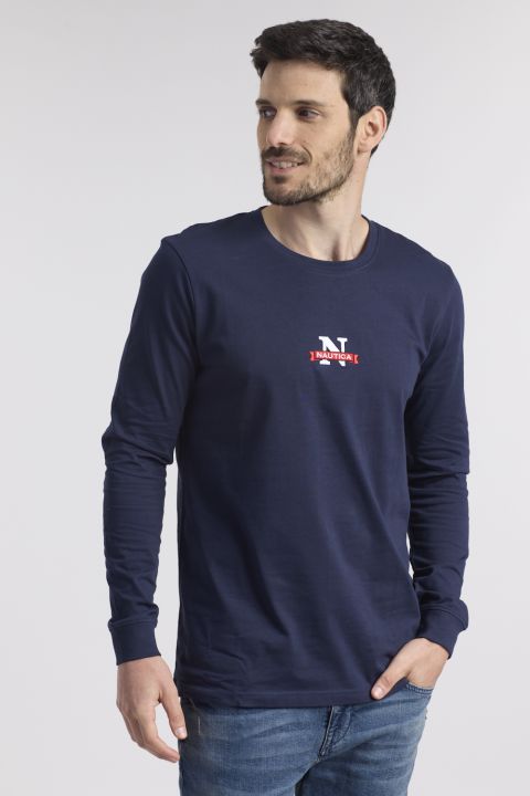 טי שירט שרוולים ארוכים ולוגו מיקרו N