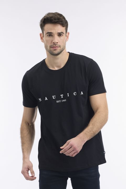 חולצה טי שירט לגבר עם לוגו מרווח