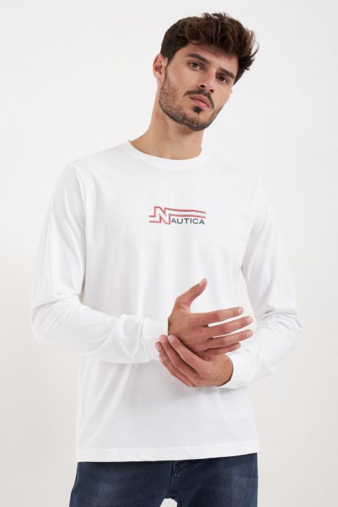 חולצת טי שירט ארוכה בסגנון שרמן עם לוגו נאוטיקה