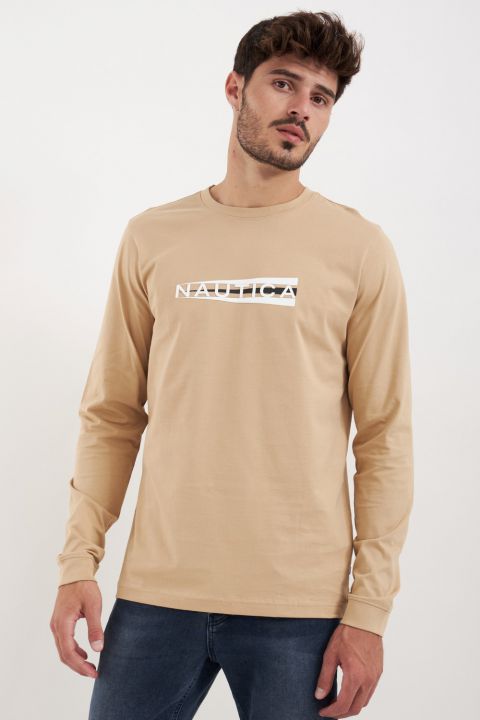 טי שירט ארוכה ואיכותית עם משולשים משולבים בלוגו