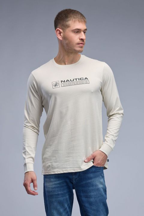 טי שירט ארוכה עם הדפס Nautica לגברים