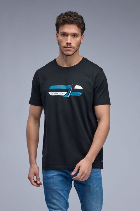 טי שירט ארוכה עם הדפס Nautica לגברים
