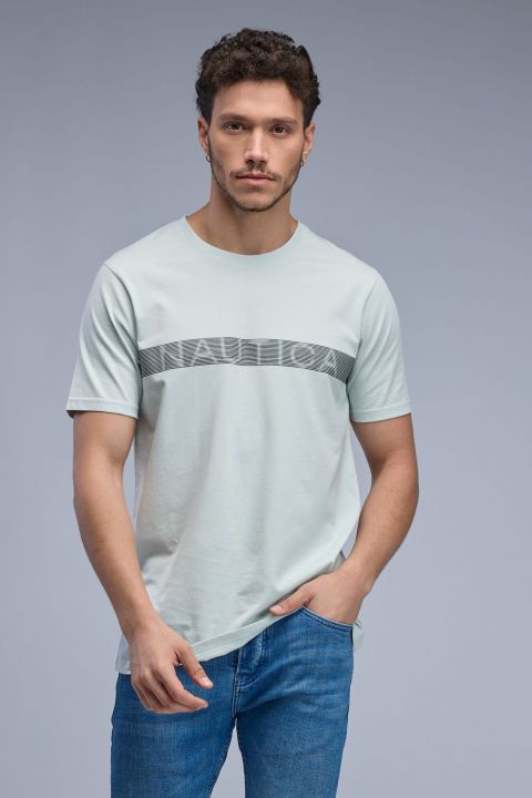 טי שירט קצרה עם הדפס Nautica לגברים
