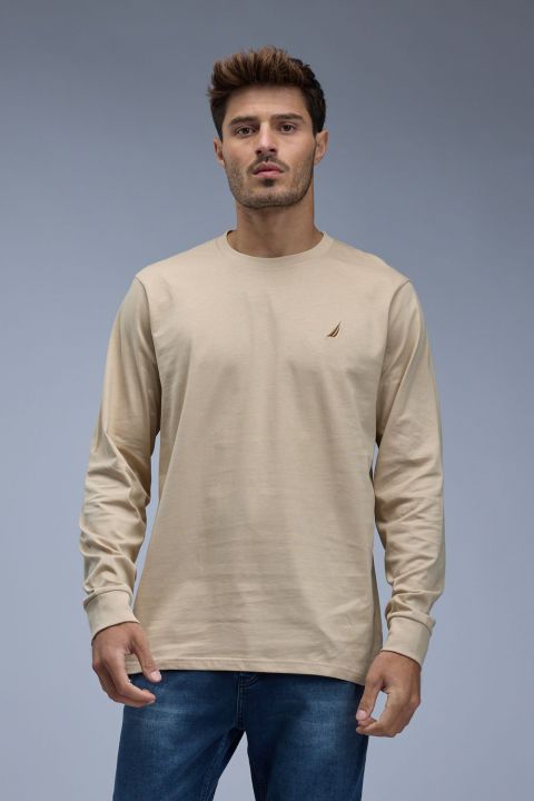 טי שירט ארוכה Nautica עם לוגו רקום לגברים