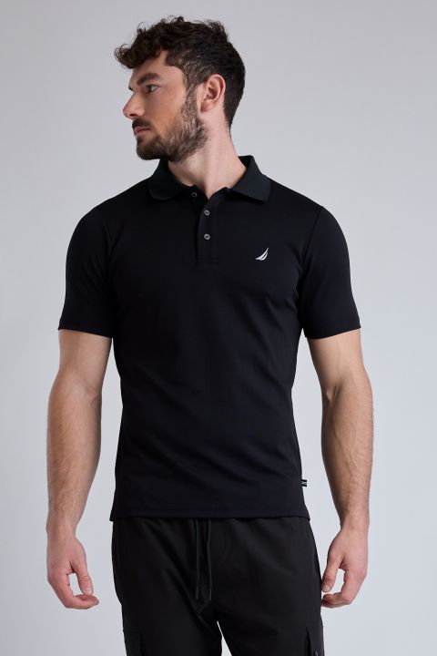 חולצת פולו Nautica קצרה עם לוגו רקום לגברים