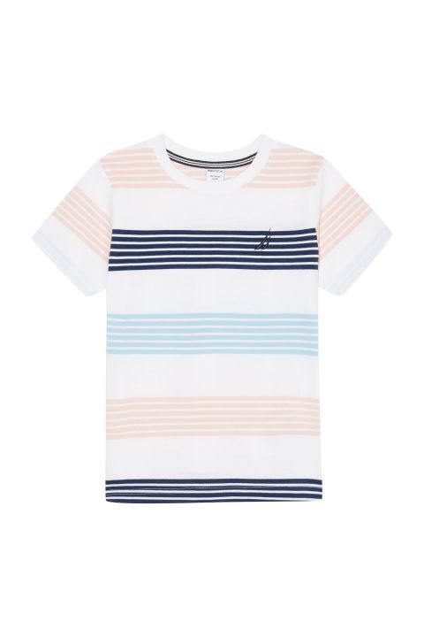 חולצה בהדפס פסים עם לוגו לילדים