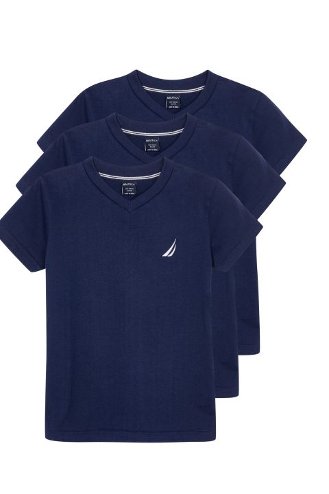 מארז 3 חולצות טי שירט לנערים מפתח וי (8-14)